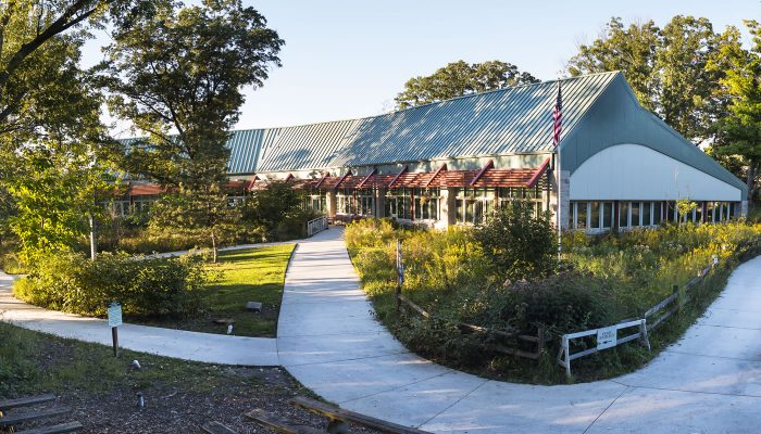 The visitors center at the Little Red Schoolhouse Nature Center