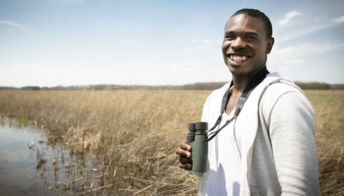 person birding at Bartel Grassland