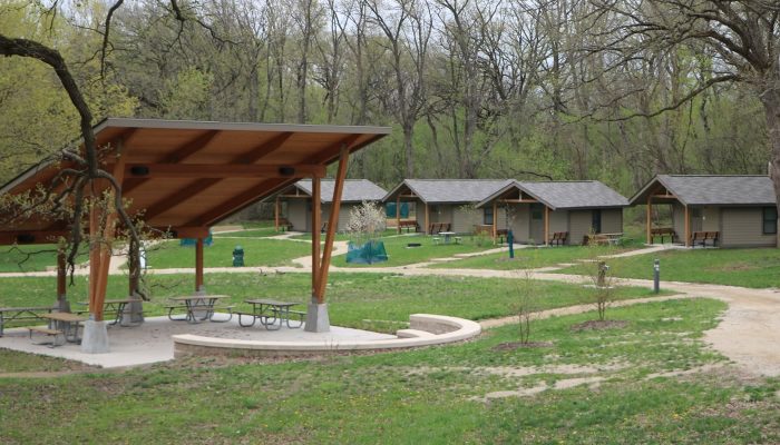 Pavilion and cabins at Camp Reinberg