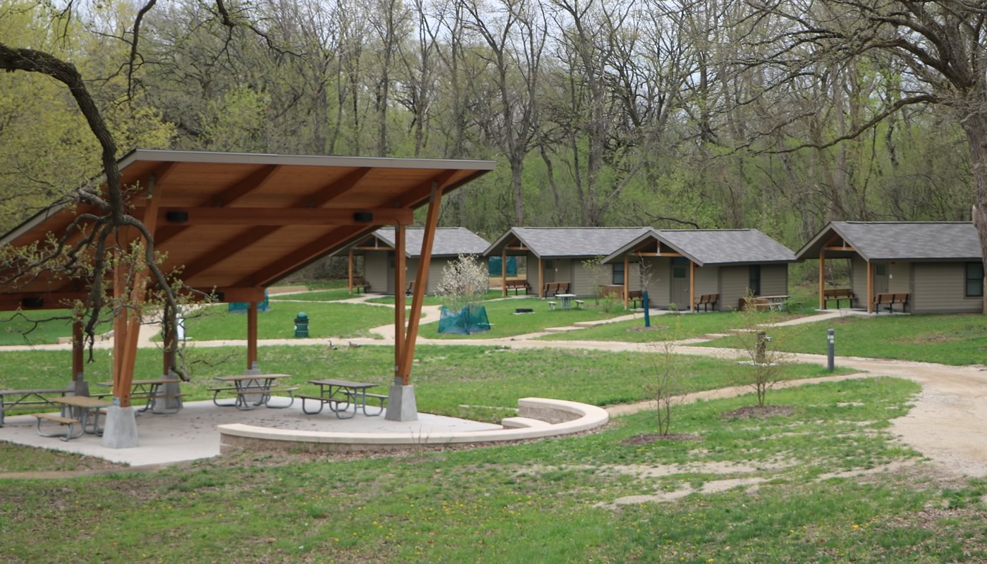 Pavilion and cabins at Camp Reinberg