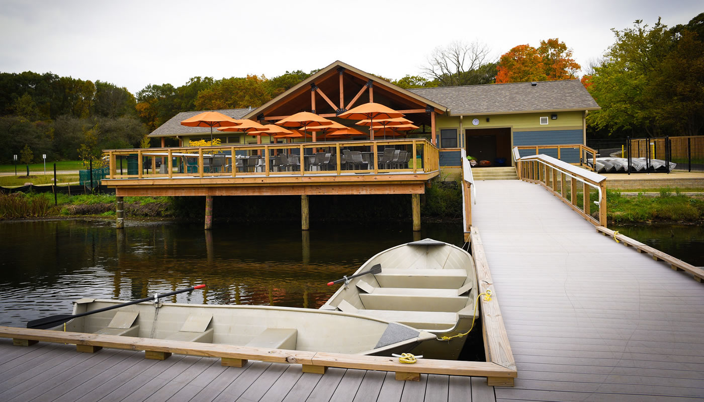 Maple Lake Boating Center building and pier