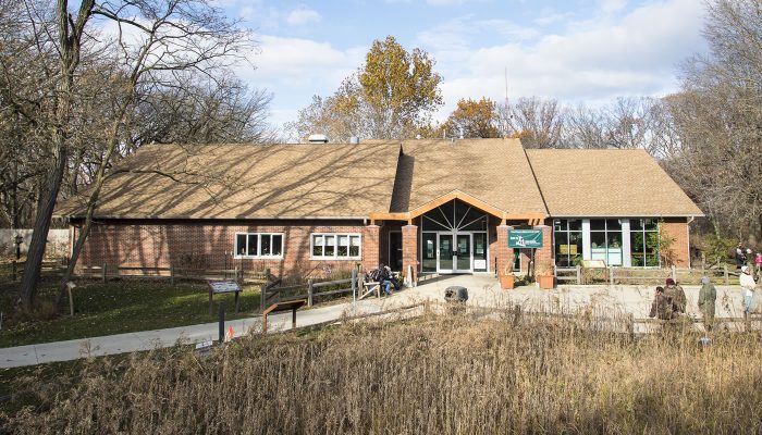 exterior of the Sand Ridge Nature Center building