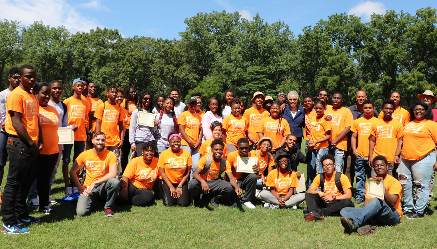 a group of graduates of the Forest Preserves Experience Conservation Corps program