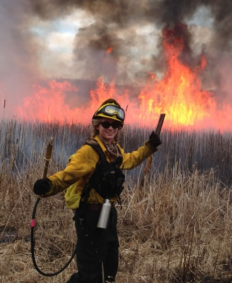 Kristin Pink working on a prescribed burn.