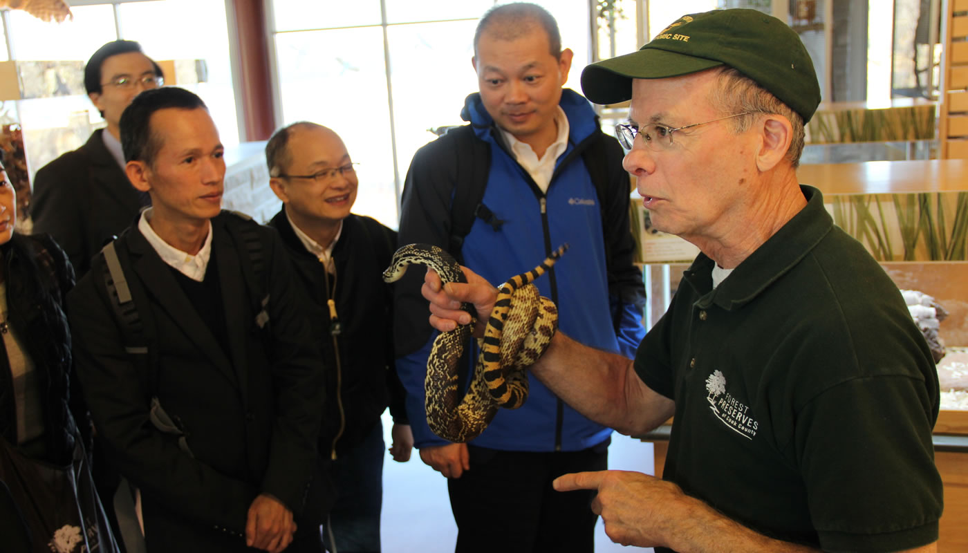 Representatives from the city of Shenzhen, China at Little Red Schoolhouse Nature Center