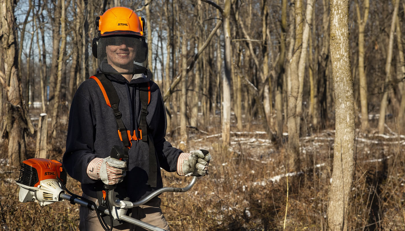 Anthony Misiak outside at a volunteer workday