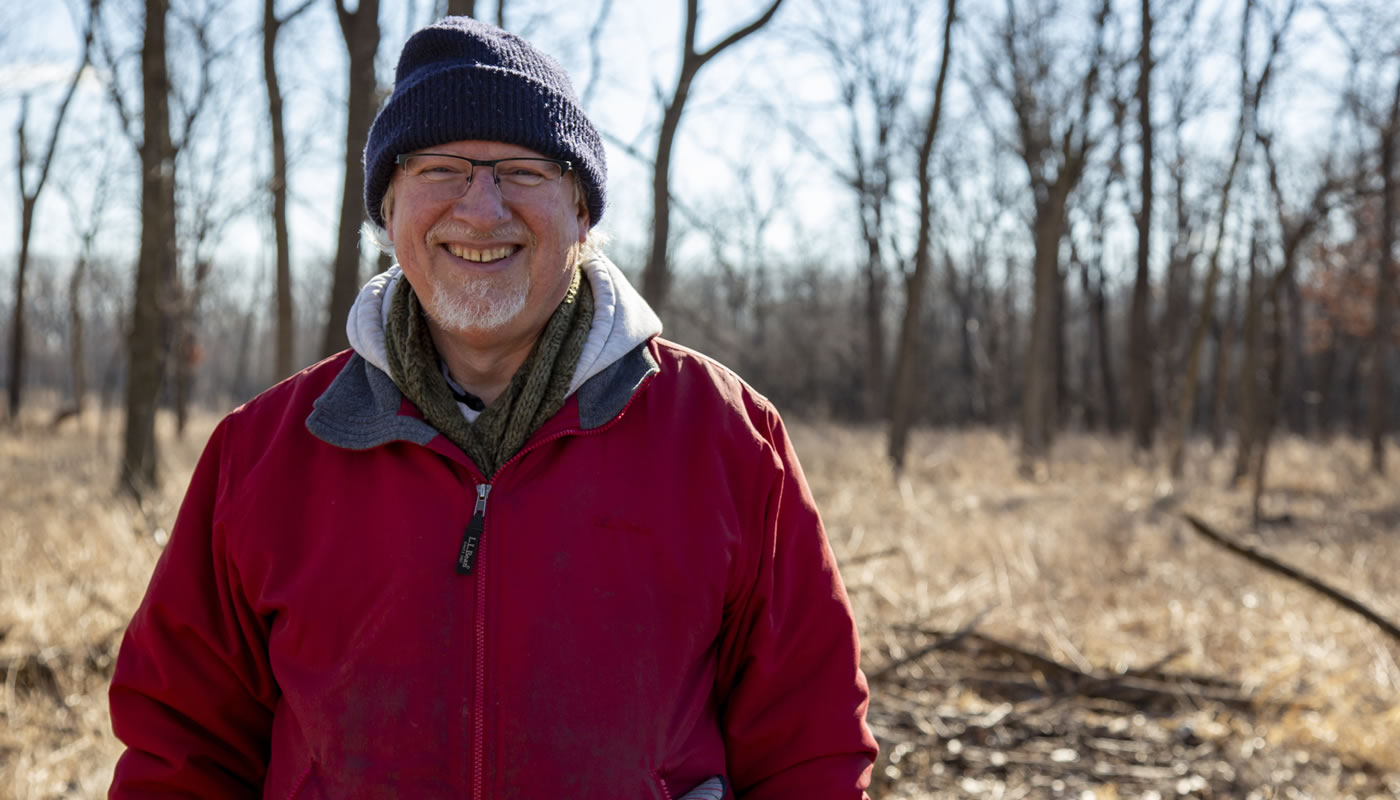 Mark Kludge outside at a volunteer workday