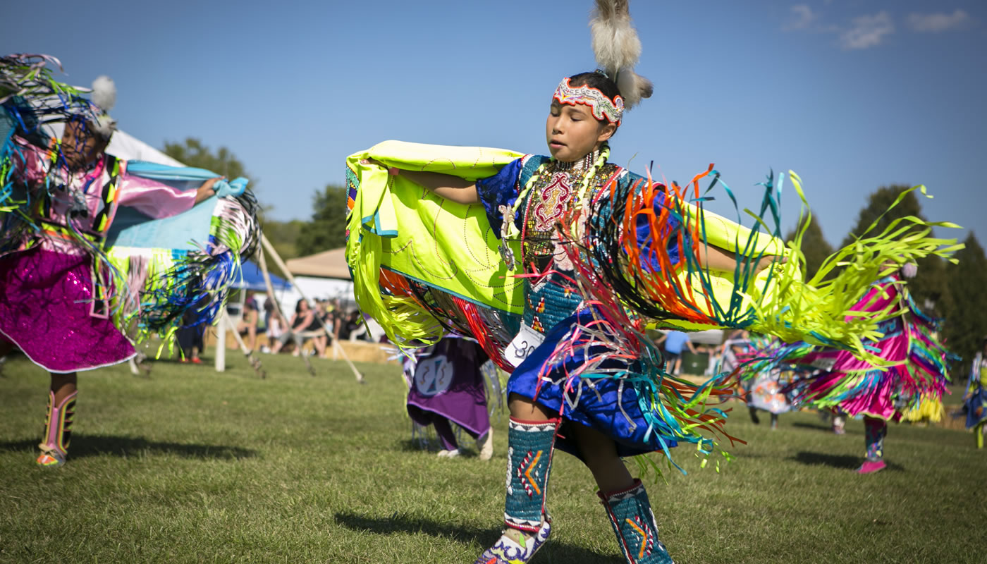 a Native American dancer at Busse Woods