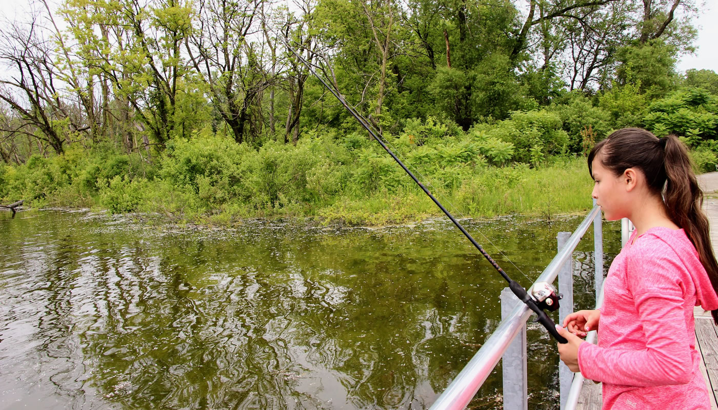 a person fishing at Beaubien Woods