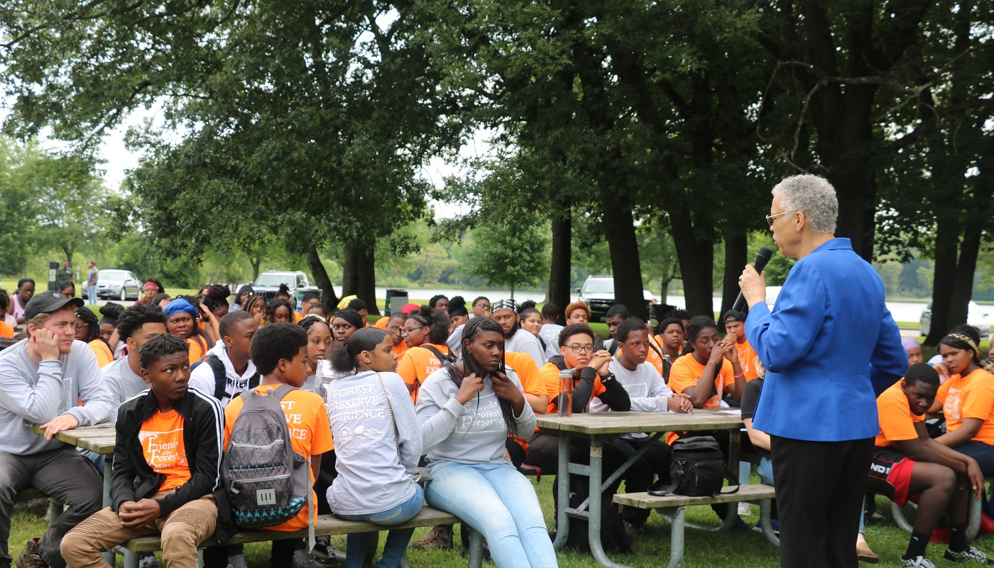 President Preckwinkle speaks to 2019 Forest Preserve Experience graduates