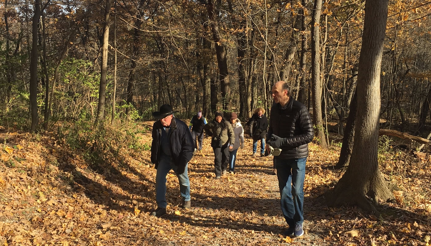 people hiking in fall