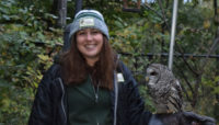 Trailside Museum naturalist holding an owl