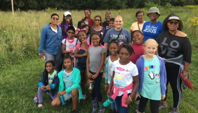 A group of campers with a Camping Leadership Immersion Course-certified camp leader