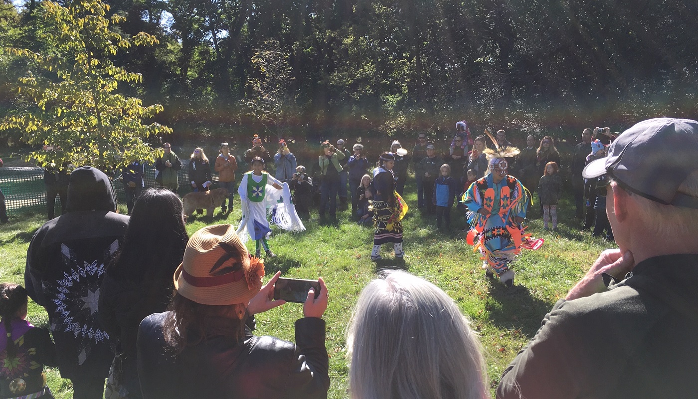 A ceremony at Schiller Woods Serpent Twin Mound