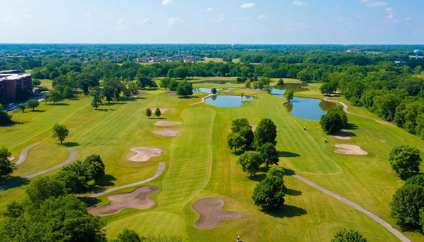 River Oaks Golf Course overhead taken from a drone