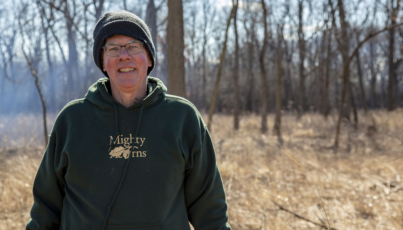 George Birmingham volunteering in the Forest Preserves of Cook County