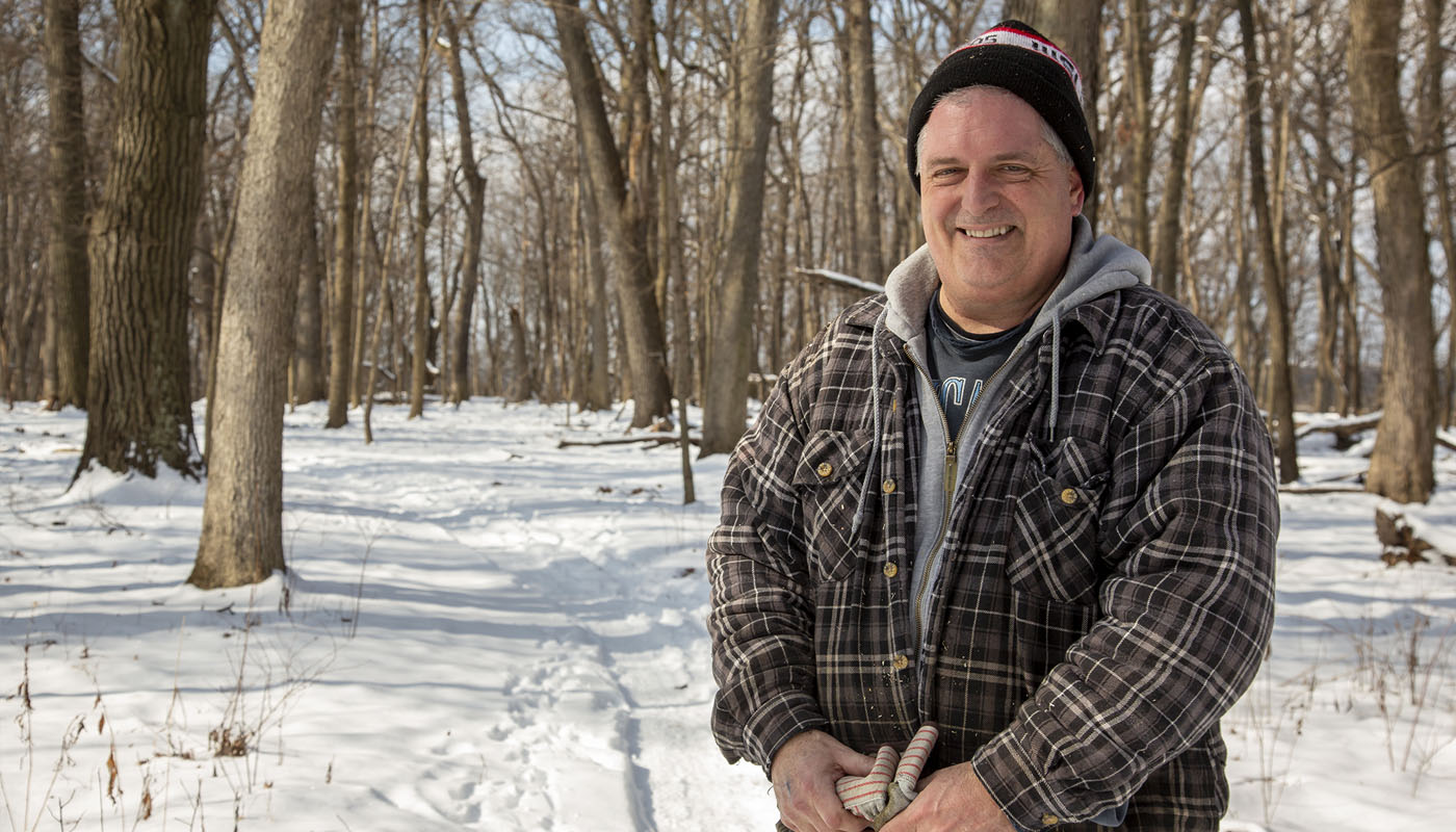 Jim Tebo volunteering in the Forest Preserves of Cook County