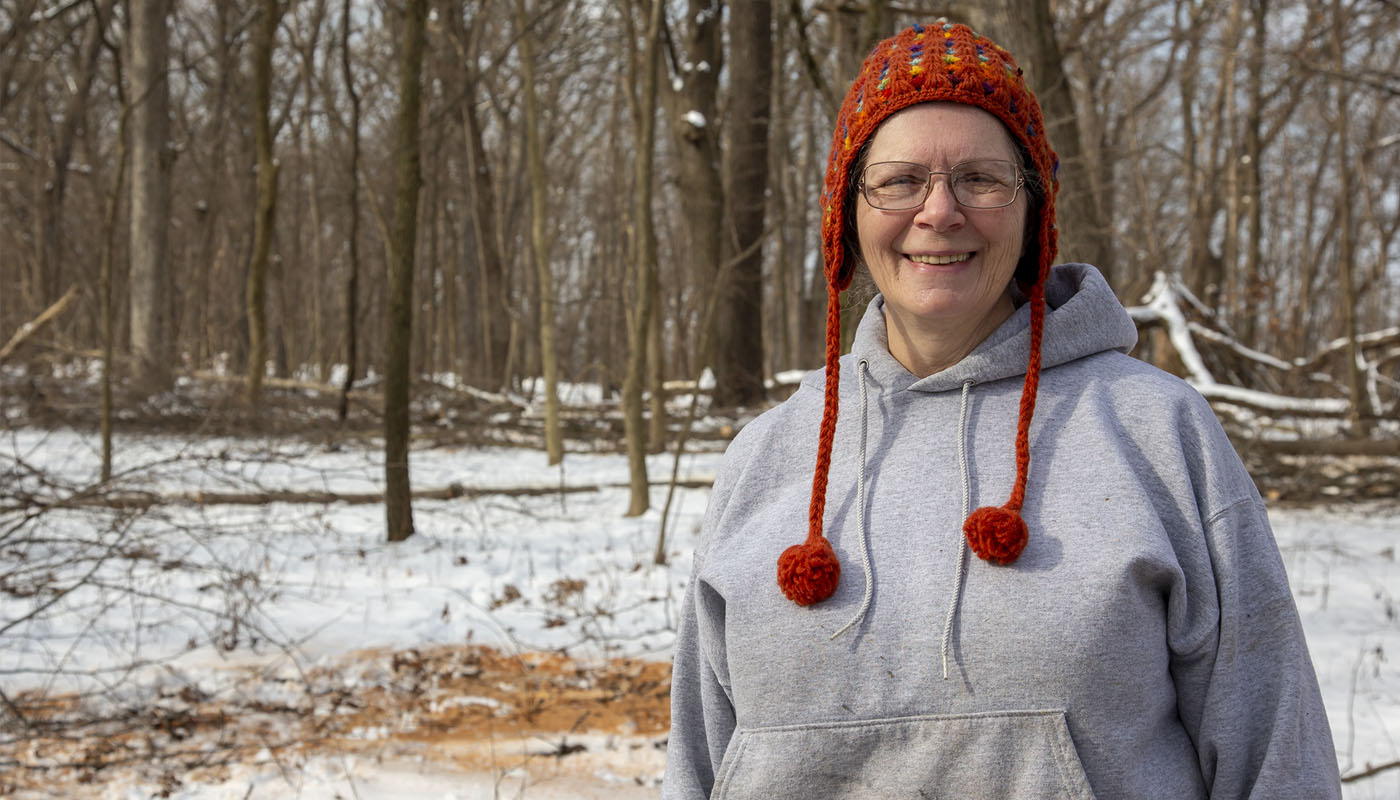 Margaret Tobin volunteering in the Forest Preserves of Cook County