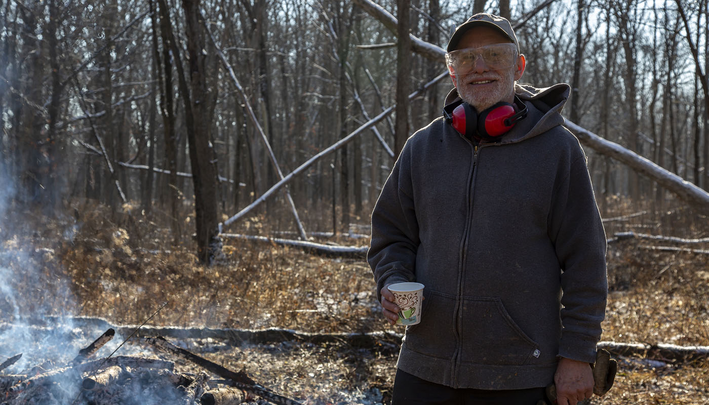 Ross Sweeny volunteering in the Forest Preserves of Cook County