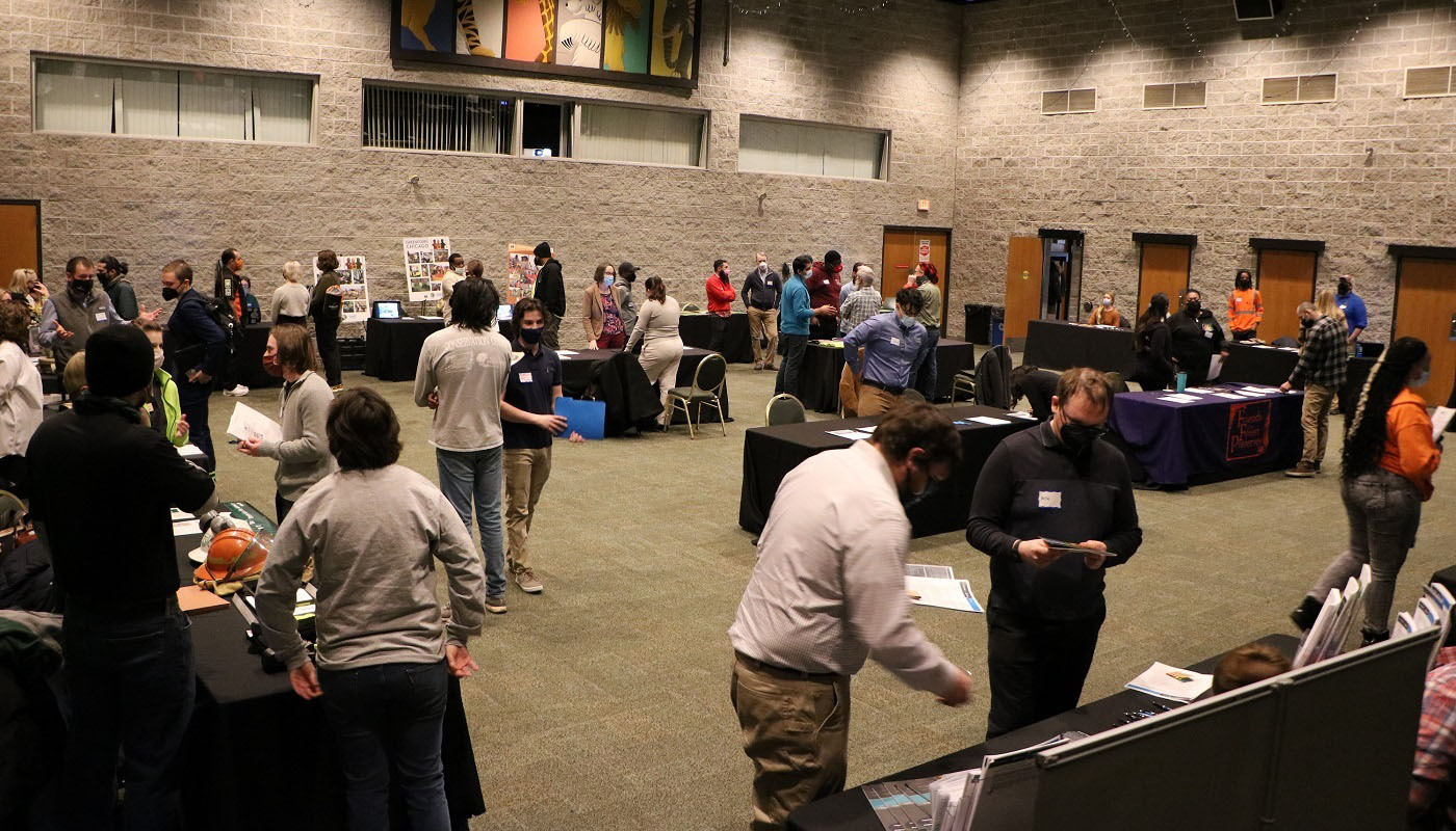 people walking around the Conservation Corps Career Fair