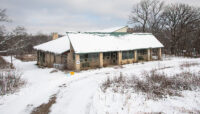 Sagawau Environmental Learning Center covered in snow