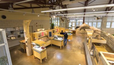 An interior shot of Little Red Schoolhouse Nature Center.