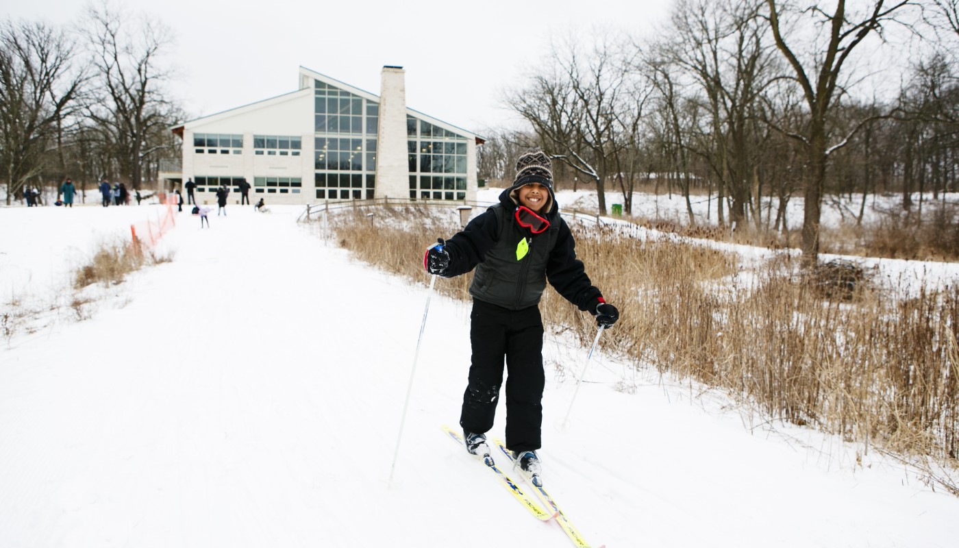 A child skiing.