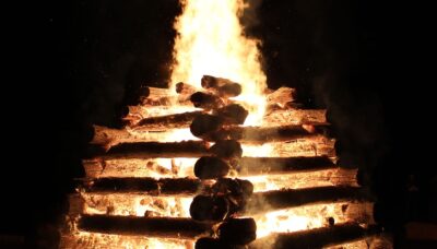 A large bonfire.