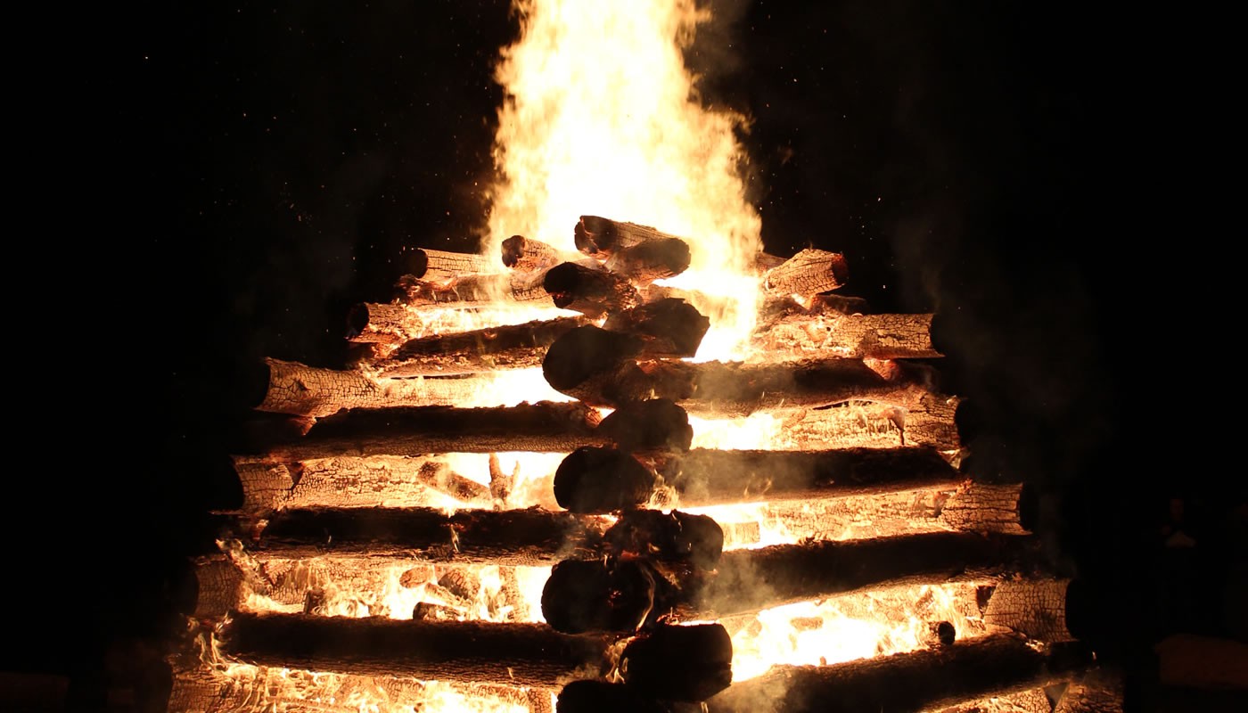 A large bonfire.