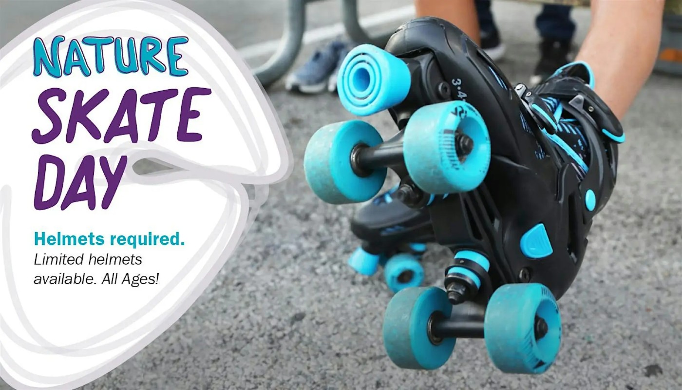 A close-up of roller skates on a person's foot.