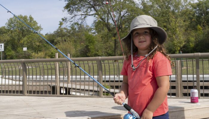 A child fishing.