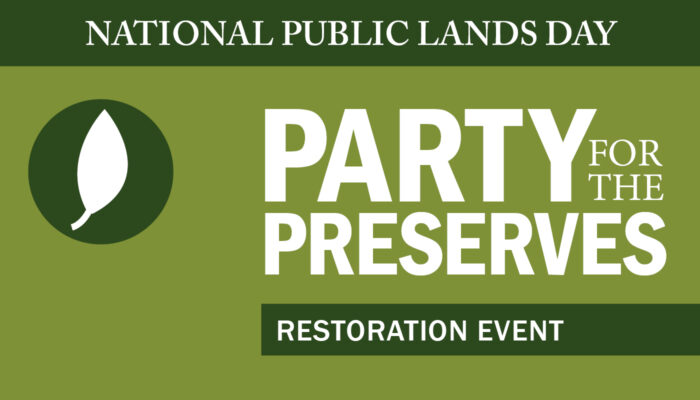 Banner image for "Party for the Preserves" featuring the heading "National Public Lands Day."